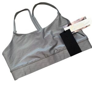Twenty Montreal Silver Metallic Racerback Sports Bra Colorsphere Grey Small NWT